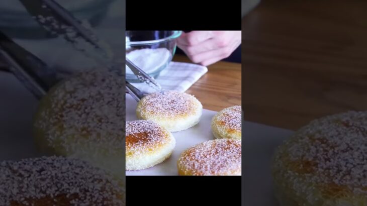 TikTok100万超え！揚げないクリームドーナツ作り方✨【材料4つ・食パンで簡単】