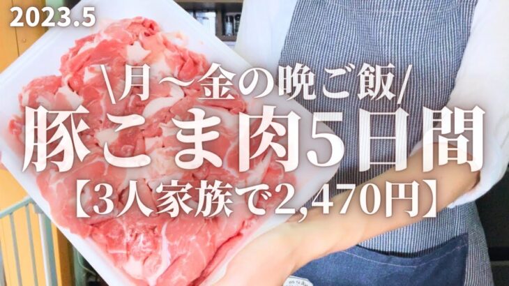 【節約レシピ】3人家族平日5日間2,470円で作る豚こま肉晩ごはん。